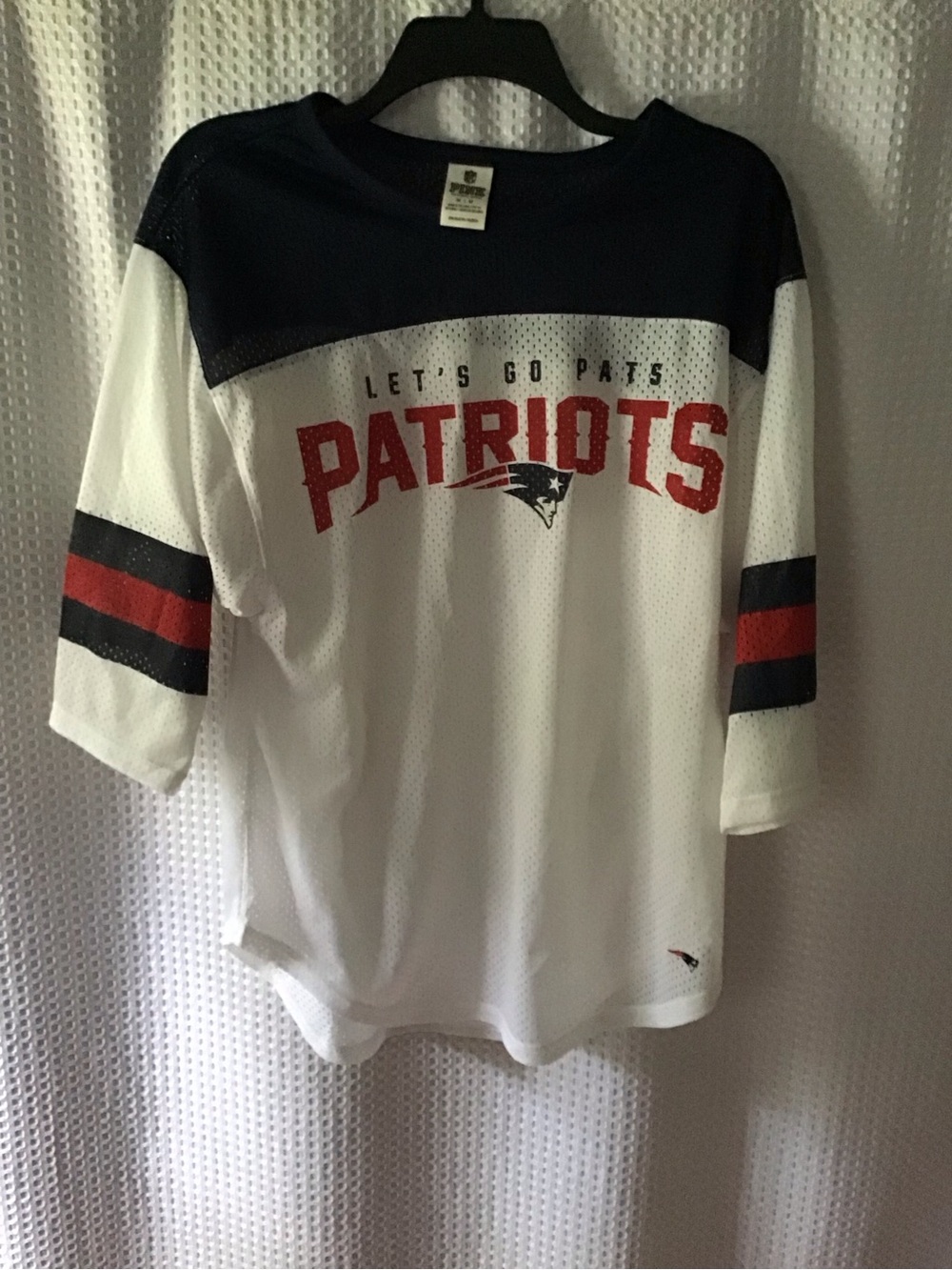 Victoria's Secret White Navy and Red Patriots Mesh Team Top